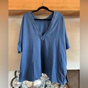 FP Movement Oversized V-Neck Tee | Size Small | Blue